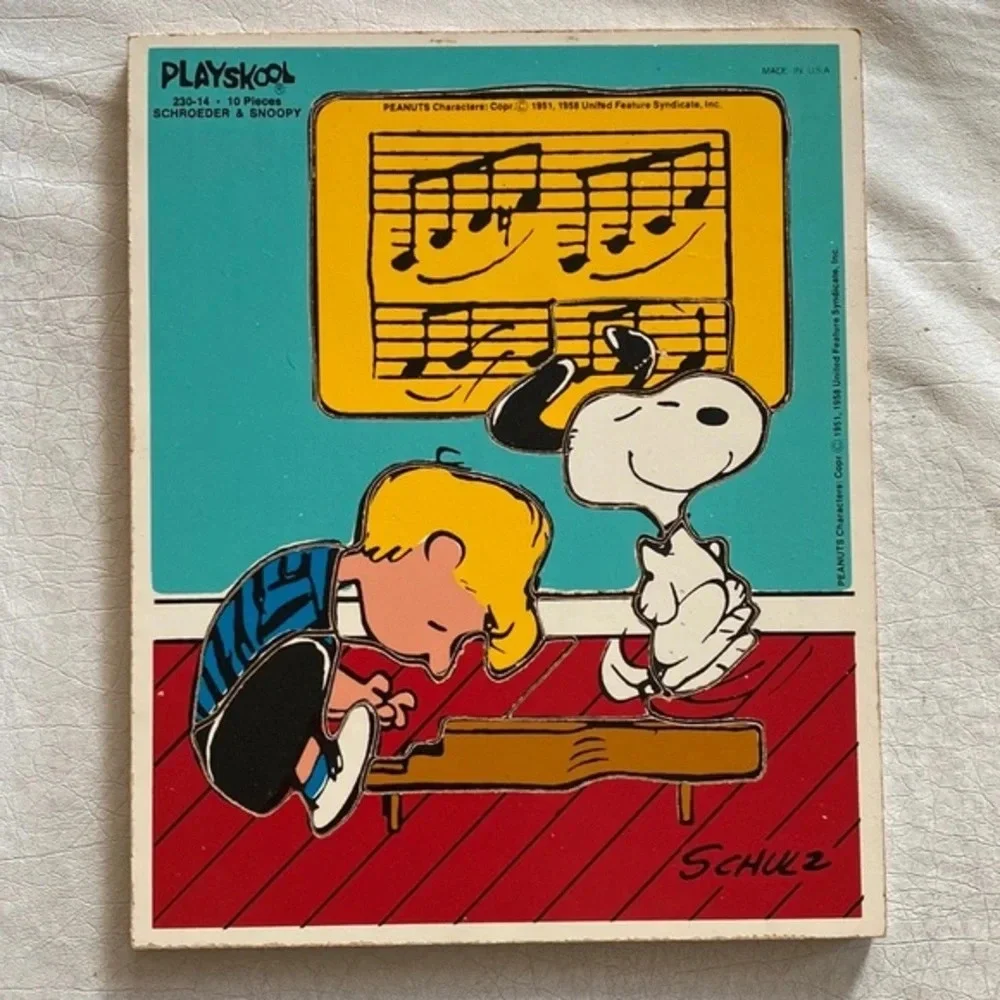 Vintage 1958 Playskool Peanuts Schroeder & Snoopy wooden puzzle